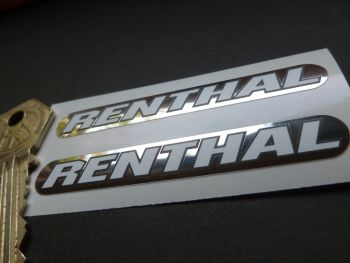 Renthal Black & White on Foil Handlebar Stickers.  3" Pair.