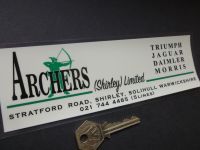 Archers Shirley & Solihull Dealers Window Sticker - Jaguar Daimler Triumph Morris - 5.75" or 8"