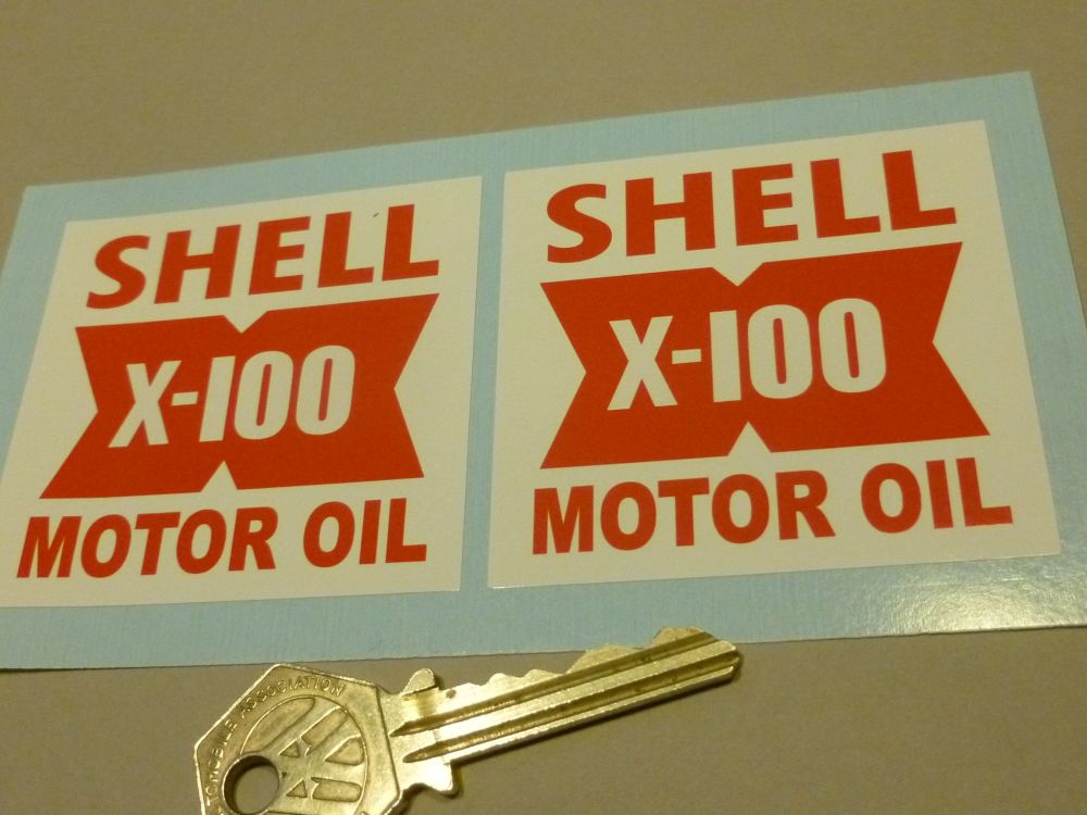 Shell X-100 Motor Oil Red & WhiteStickers. 3