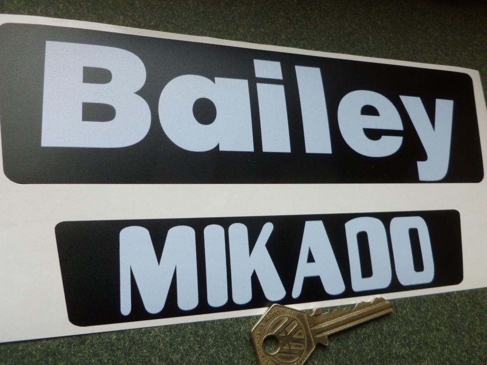 Bailey Mikado Classic Caravan Stickers. 7" and 9" Pair.