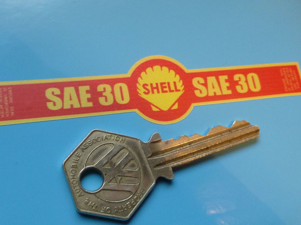 SHELL SAE 30 logo OIL BOTTLE SEAL  Sticker. 4.25