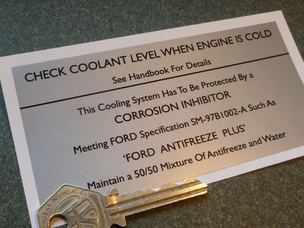 Ford CHECK COOLANT LEVEL WHEN ENGINE COLD Sticker.