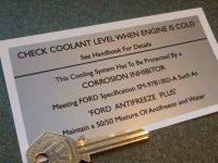 Ford Check Coolant Level When Engine Cold Sticker. Black & Silver. 120mm