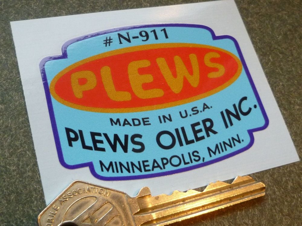 Plews Made in USA Oiler Funnel, Tun Dish Oil Can or Oiler Sticker. 2.5"