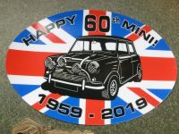 Happy 60th 1959-2019 Mini Car Body or Window Sticker. 5.5"