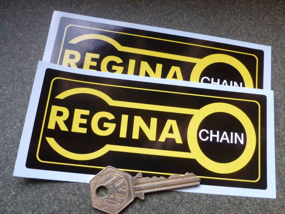 Regina Chain. Black, Yellow & White Oblong Stickers. 5.5