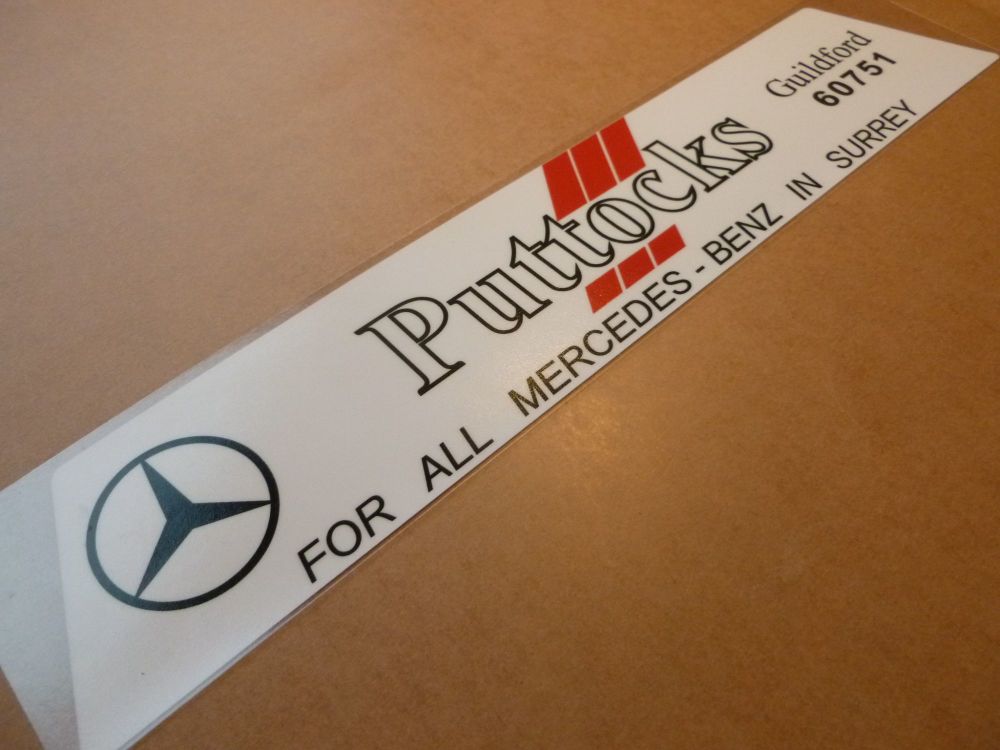 Puttocks Surrey Mercedes Benz Dealers Window Sticker. 12".
