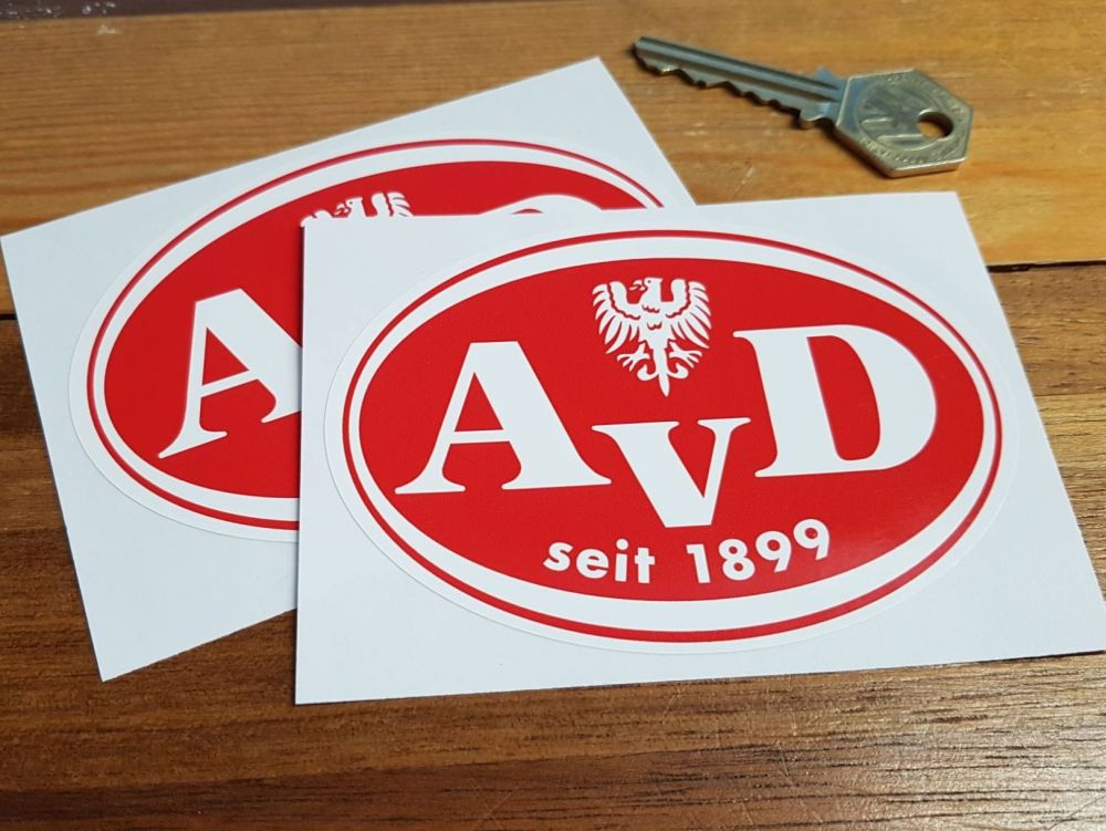 AvD Automobilclub von Deutschland Est 1899 Stickers. 4" Pair.