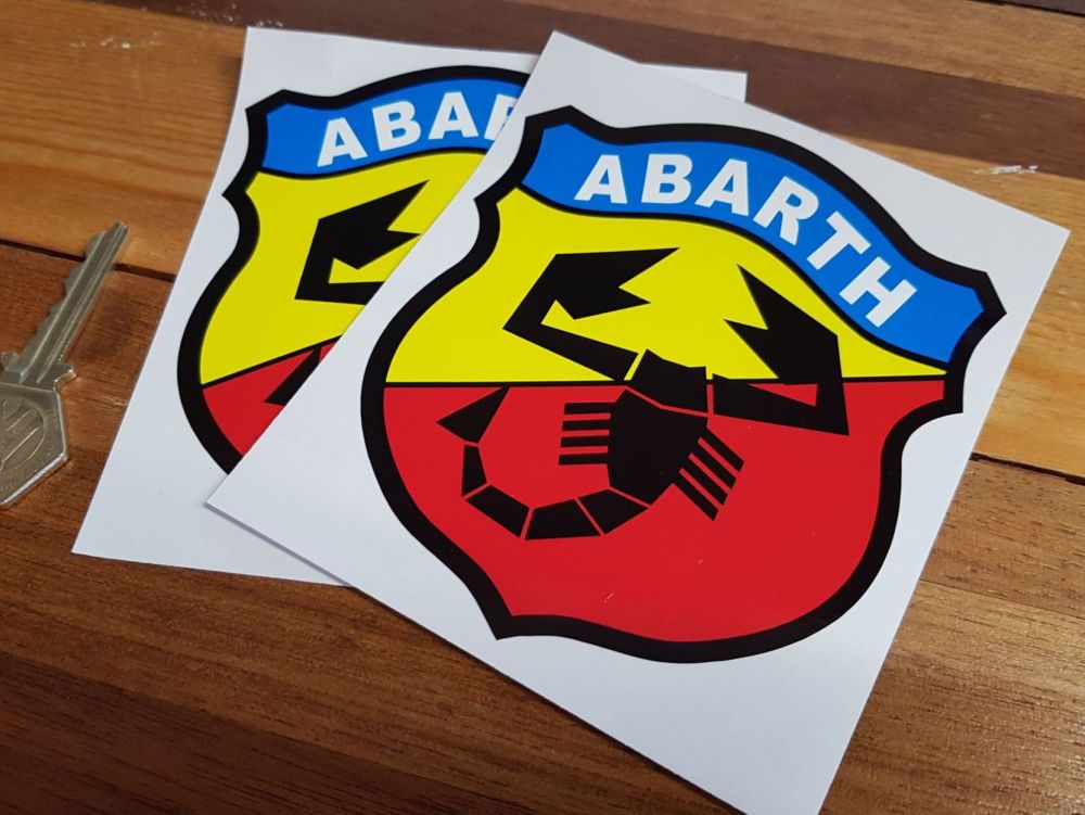 Abarth & Co Tune Sport Shield Stickers. 3" or 4" Pair.