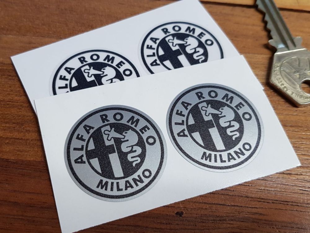 Alfa Romeo Old Simple Style Monochrome Logo Stickers. 32mm Pair.