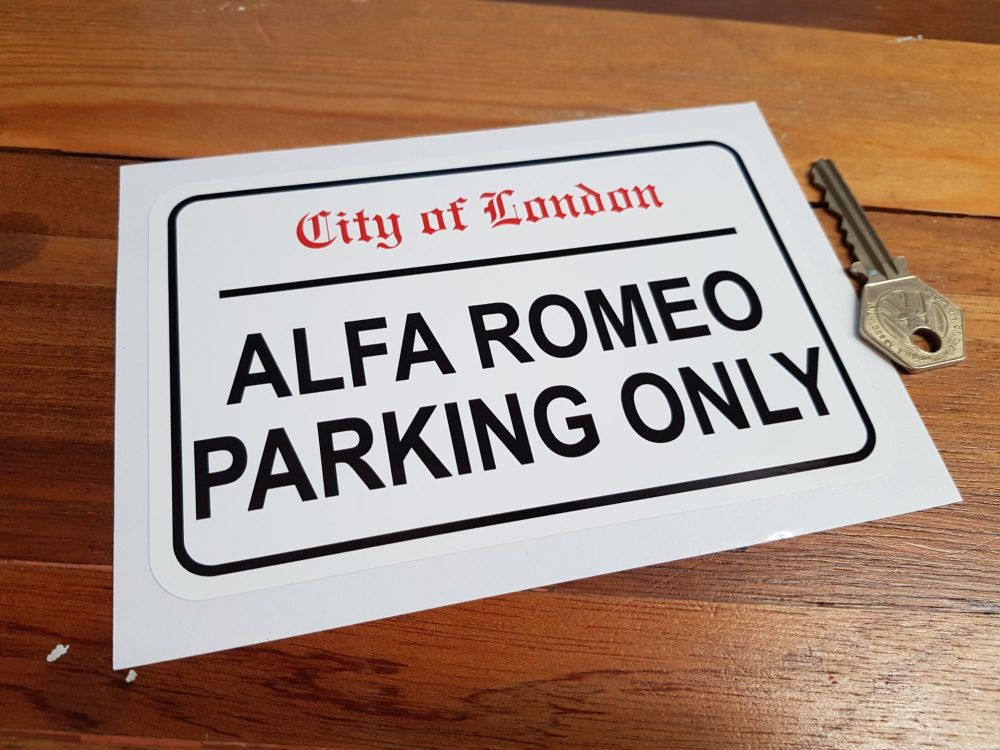 Alfa Romeo Parking Only. London Street Sign Style Sticker. 3