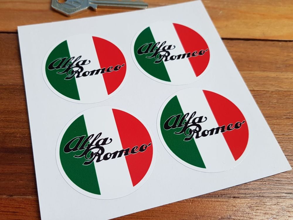 Alfa Romeo Tricola Circular Stickers. Set of 4. 50mm.