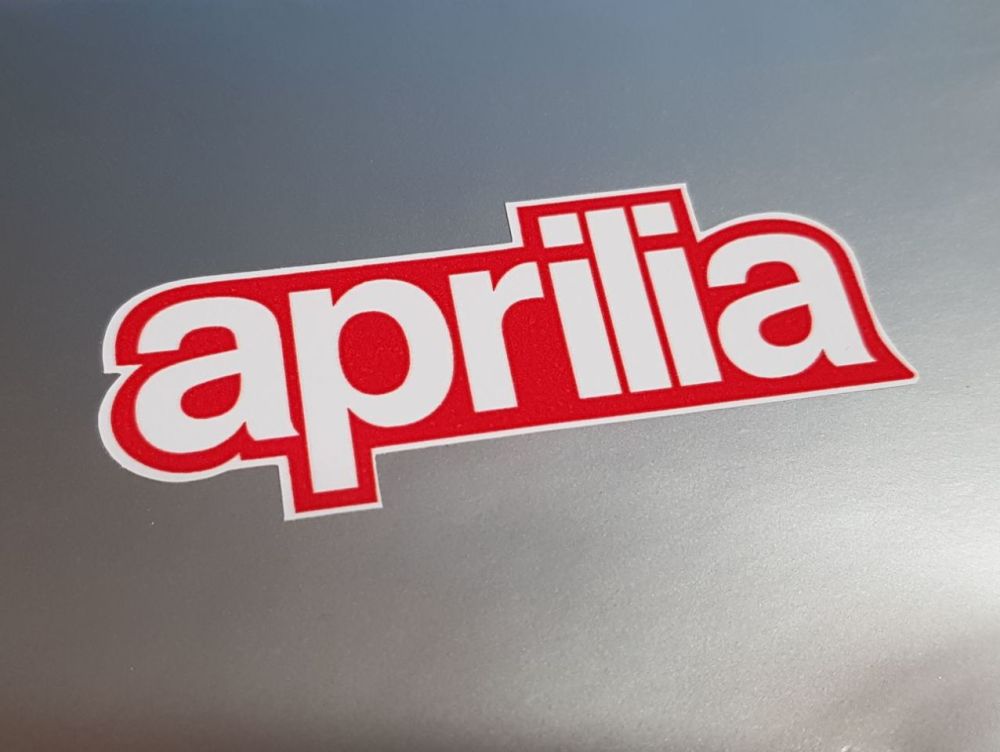 Aprilia Red & White Shaped Text Stickers - 3" or 6" Pair