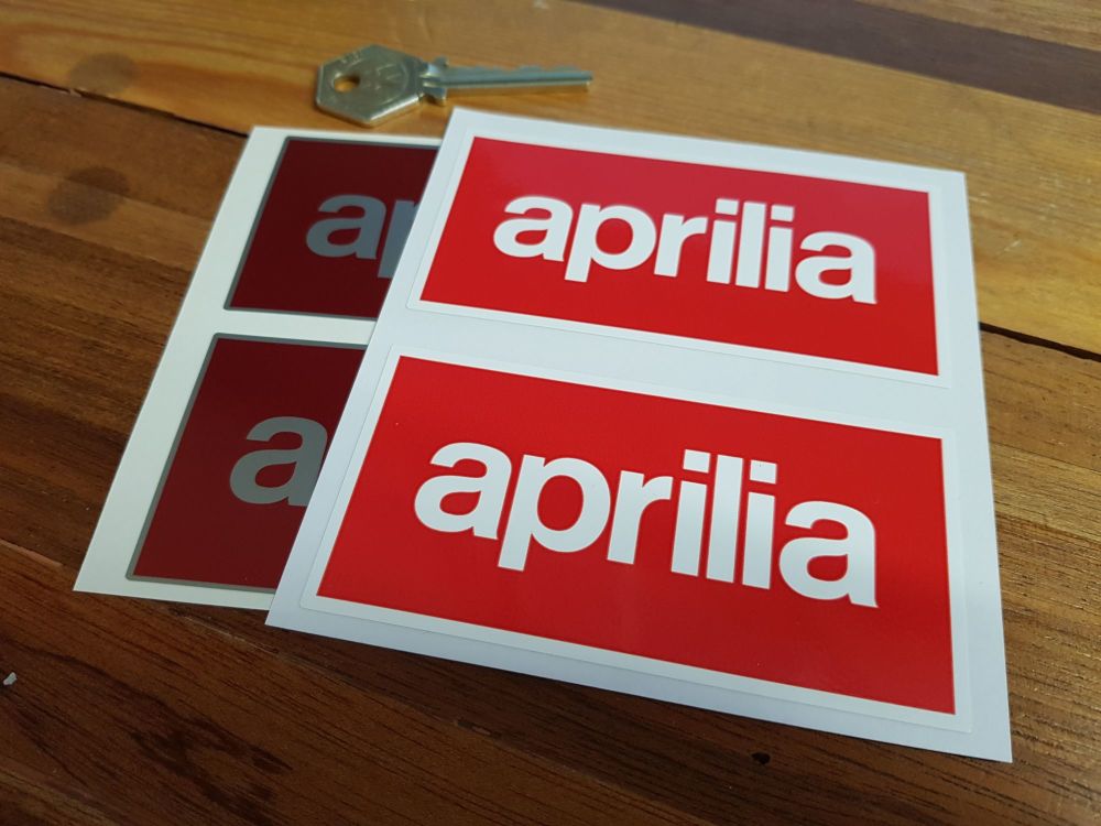 Aprilia Text Stickers. 4" Pair.