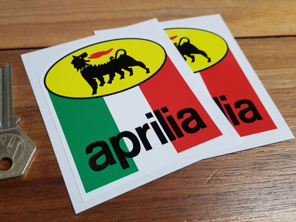Aprilia Agip Tricolore Stickers. 3" Pair.