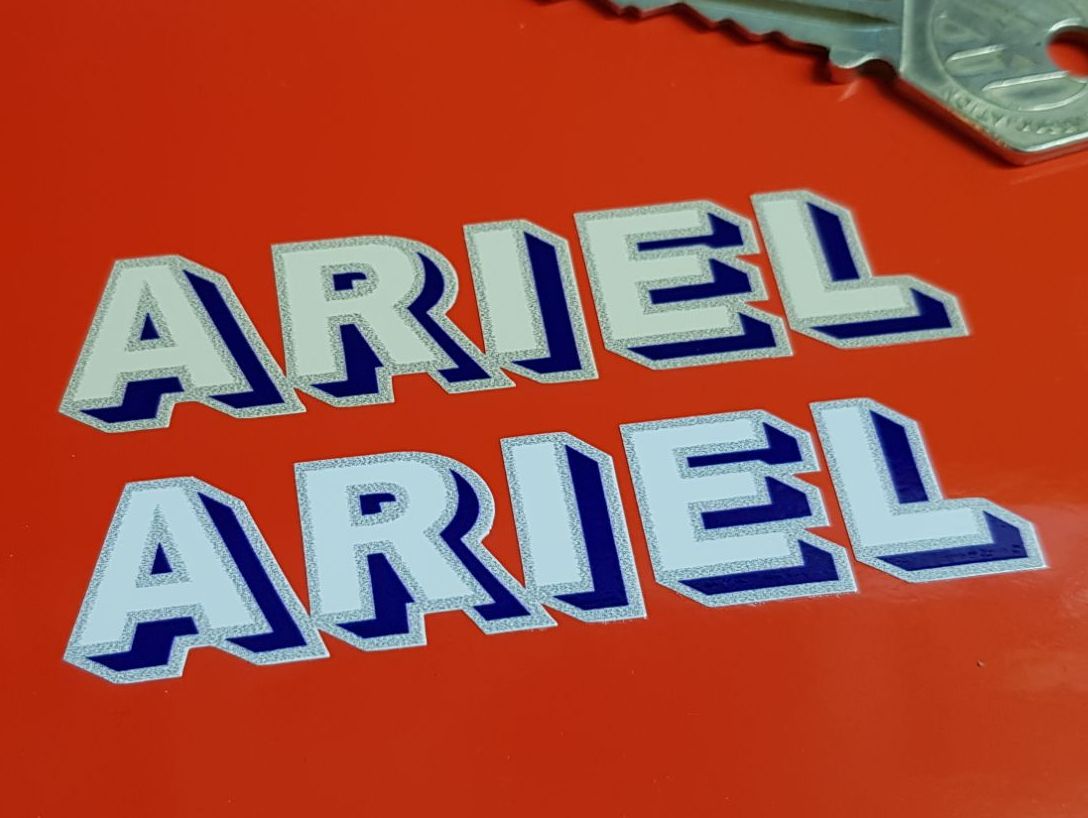 Ariel Shadow Text Blue & Grey Stickers. 3" or 5" Pair.