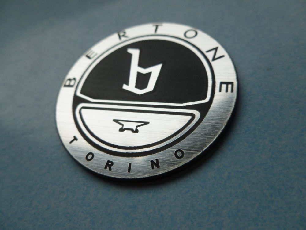Bertone Torino Black & Silver  Circular Laser Cut Self Adhesive Car Badge. 