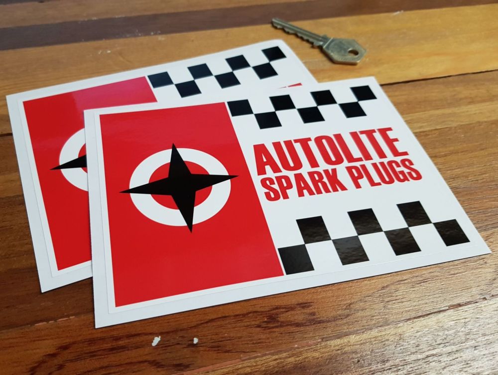 Autolite Spark Plugs Chequered Stickers - 6" Pair