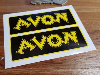 Avon Black & Yellow Stickers. 4" or 6.5" Pair.