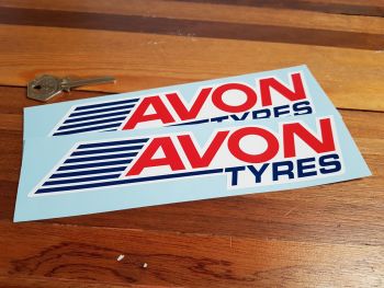 Avon Tyres Streaked Shaped Stickers. 8" Pair.
