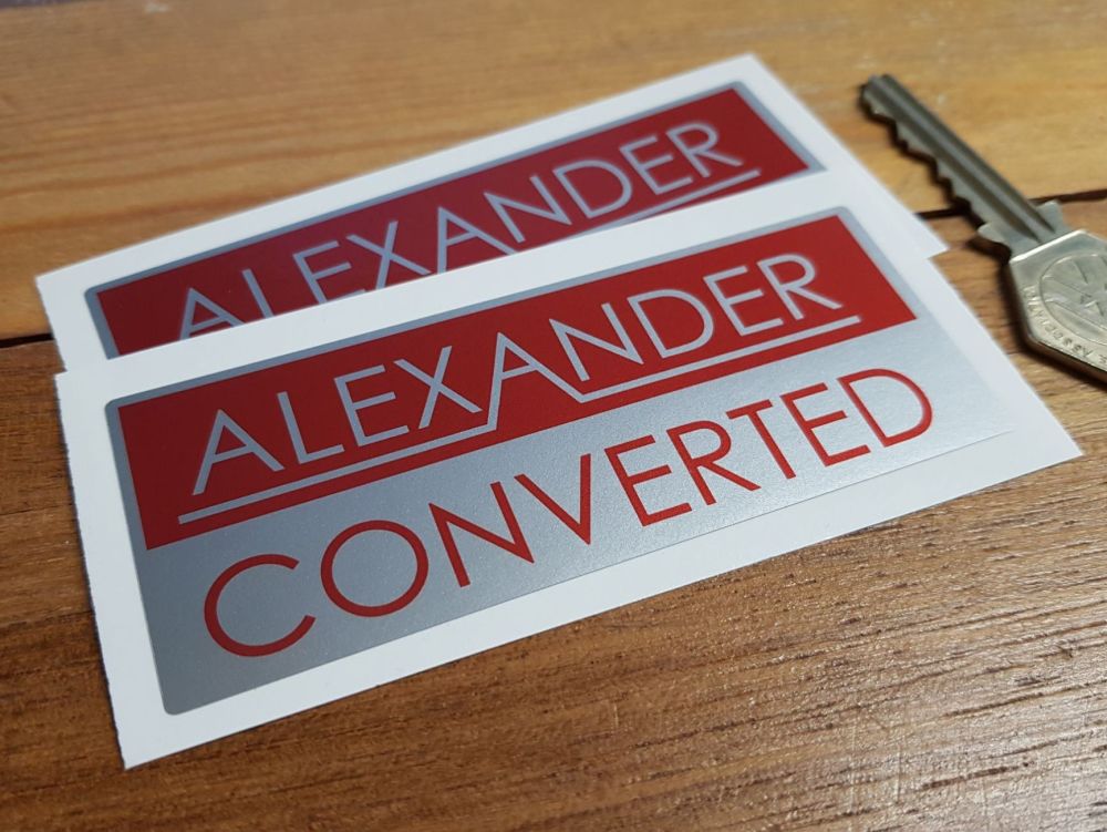 Alexander Converted Red & Silver Oblong Stickers. 4