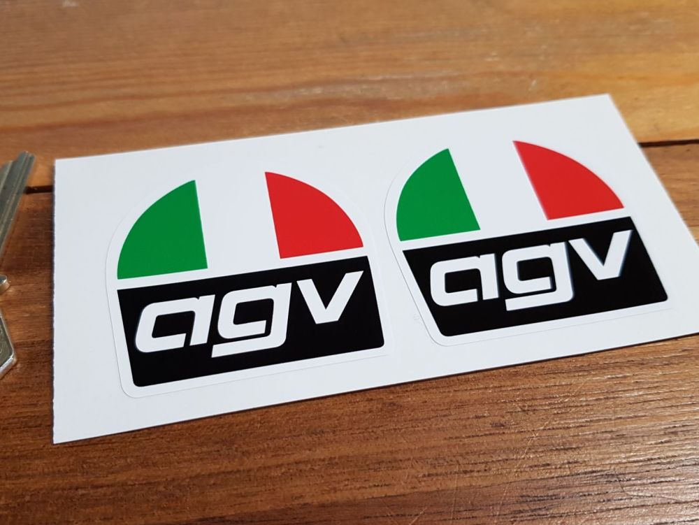 AGV Helmets Tri-Colour Stickers. 2" Pair.