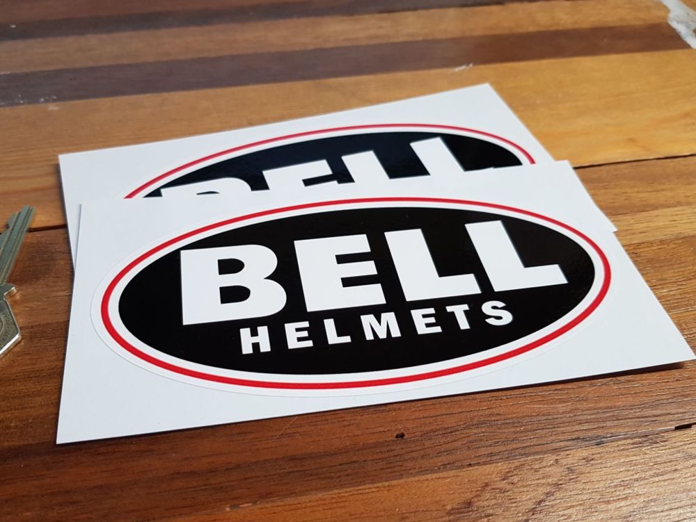 Bell Helmets Black Oval Stickers. 2.25", 3" or 6" Pair.
