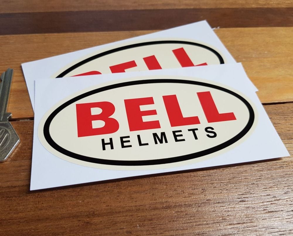 Bell Helmets Cream Oval Stickers. 5" Pair.