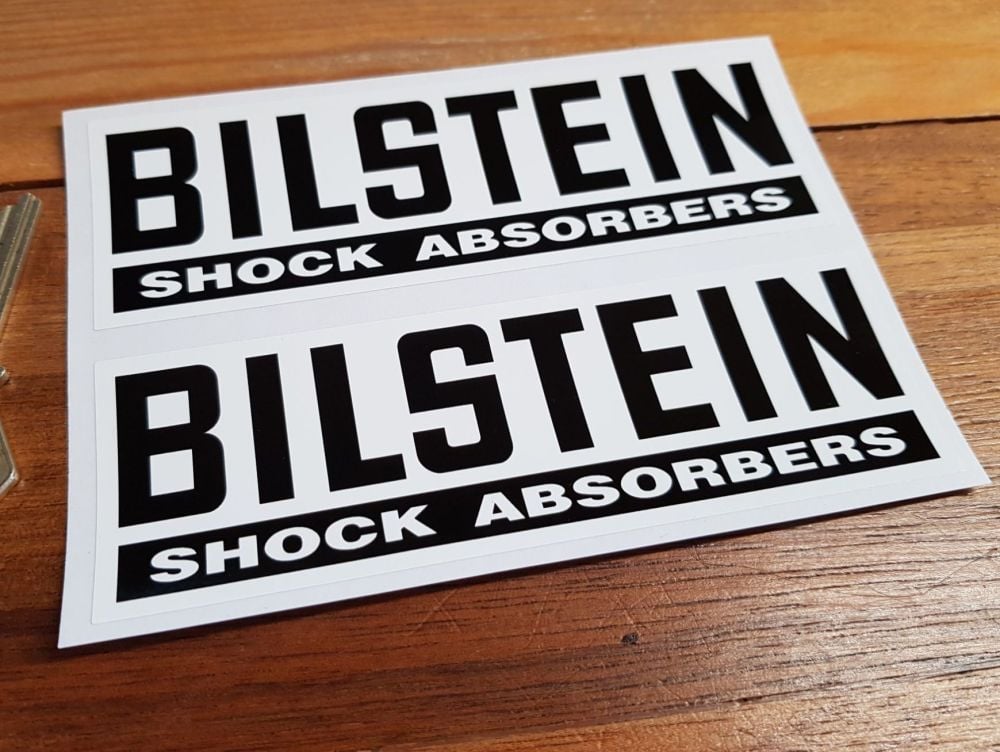 Bilstein Shock Absorbers Black & White Oblong Stickers Pair 5", 7", 8" or 10"