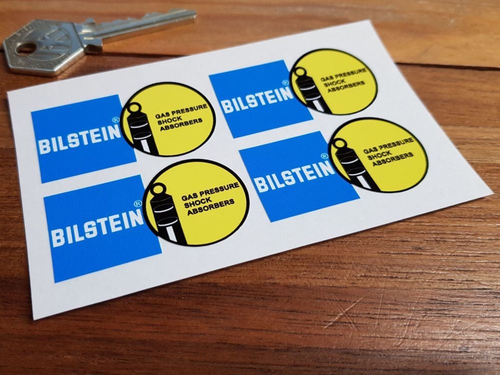 Bilstein Shock Absorbers Blue & Yellow Shaped Stickers. Set of 4. 2