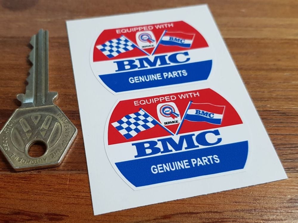 BMC Genuine Parts Barrel Stickers. 2" Pair.