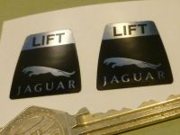 Jaguar Leaper Style Seat Belts Lift Shaped Stickers.  1" Pair.