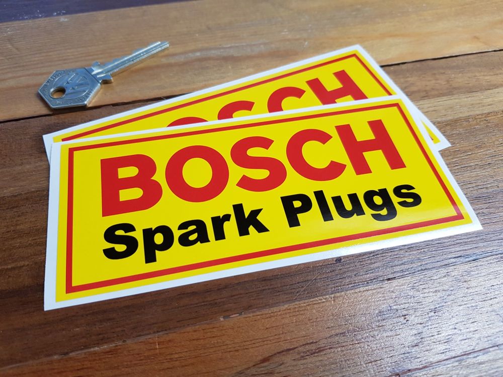 Bosch Spark Plugs Red Border Stickers. 5.5