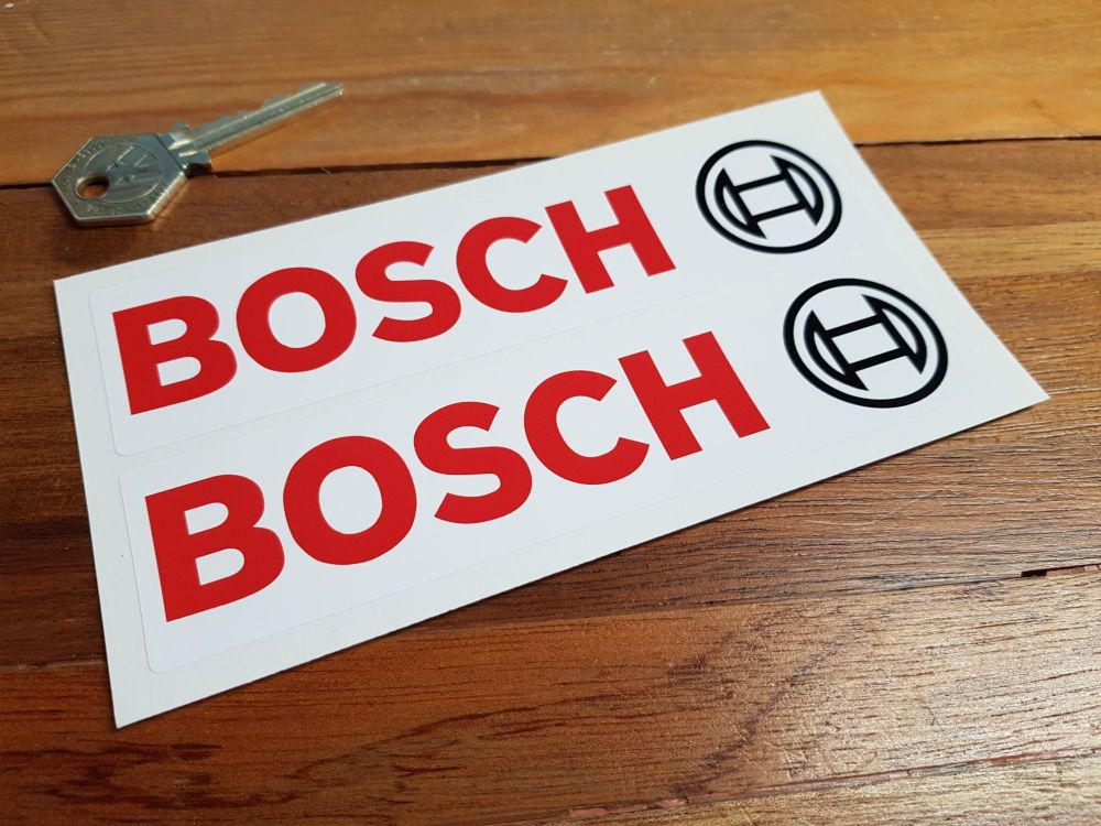 Bosch Text & Logo Oblong Stickers - White - 4.25" or 6" Pair