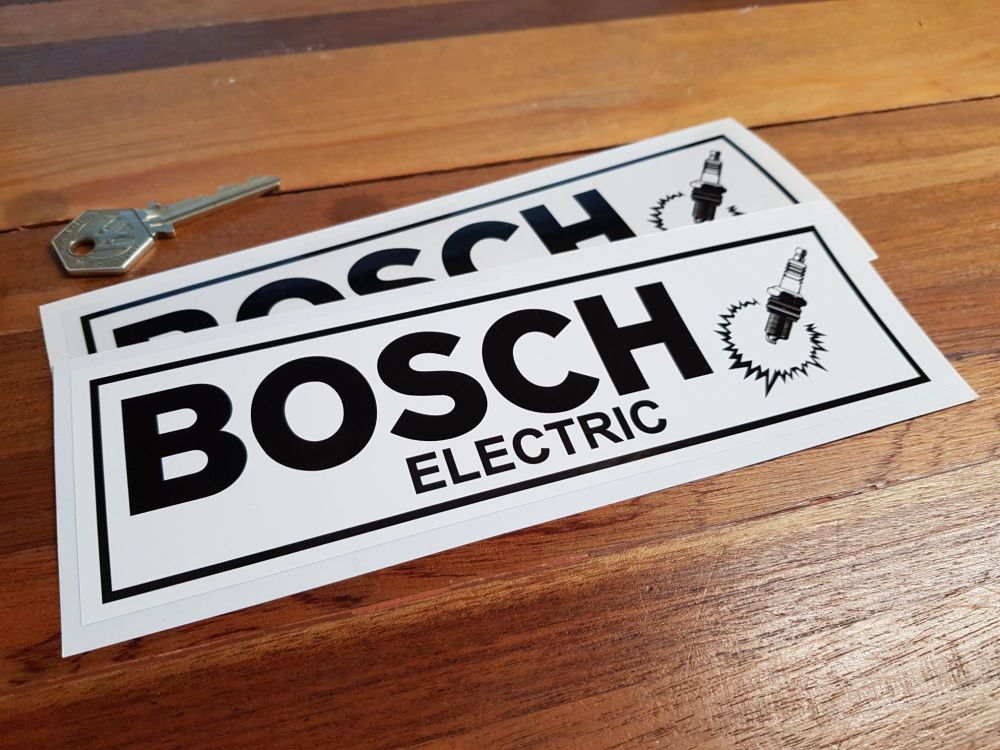 Bosch Electric & Spark Plug. Black & White or Black & Clear Stickers. 8