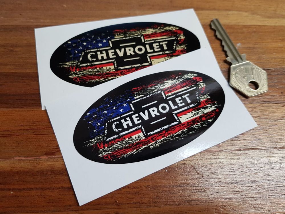 Chevrolet Stars & Stripes Fade To Black Oval Sticker. 3