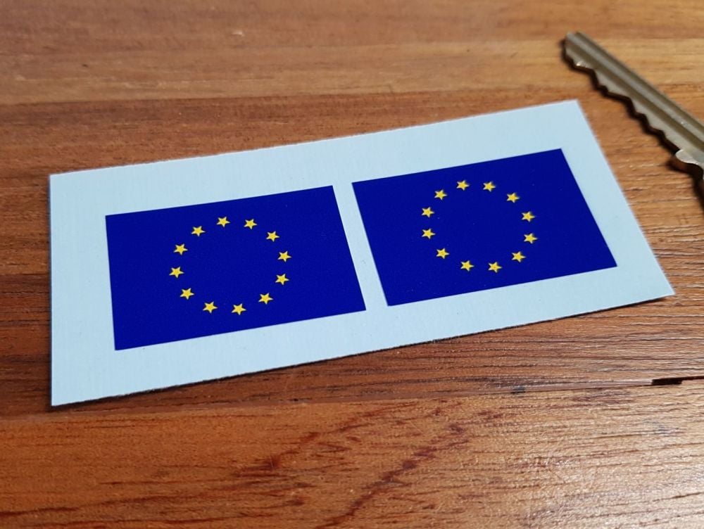 European Union EU Oblong Flag Stickers. 38mm Pair.