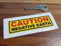 Caution Negative Earth Yellow Sticker. 4".