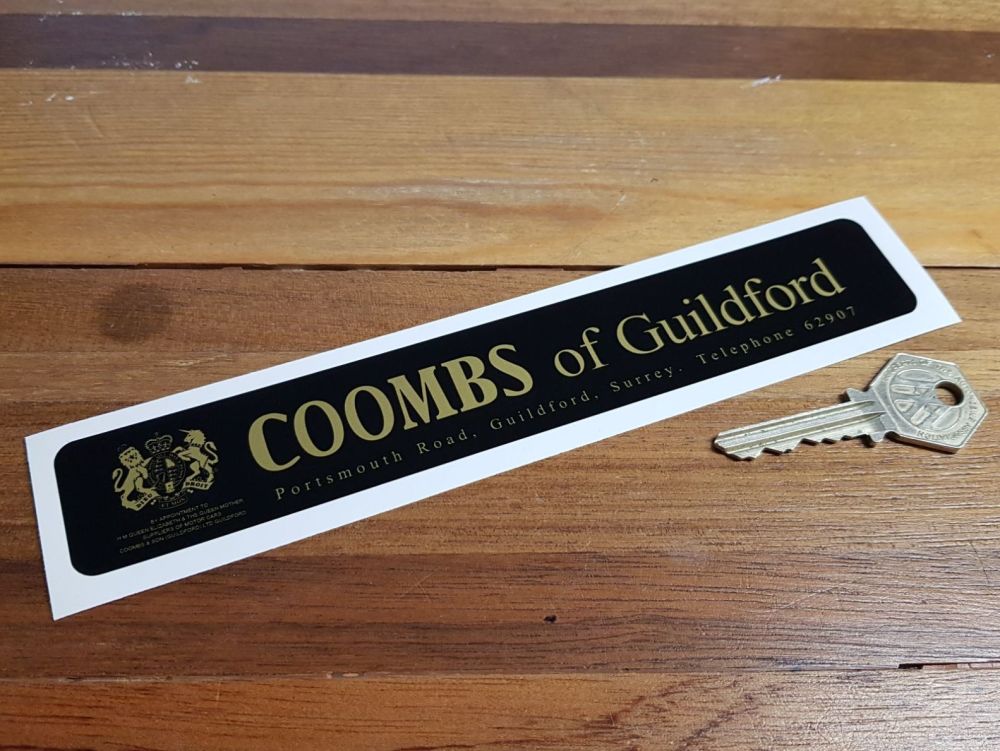 Coombs of Guildford Portsmouth Road Black & Gold Sticker. 8".