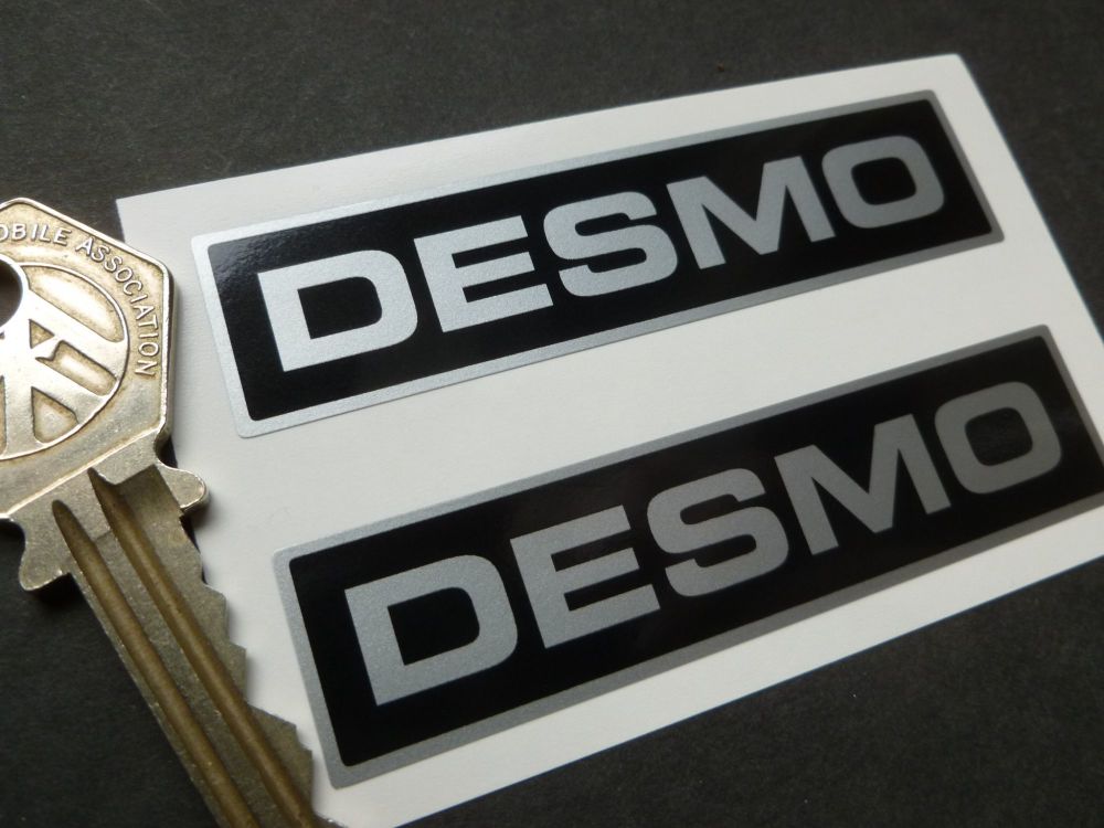 Desmo Black & Silver Roof Rack and Boot Rack Stickers 3" Pair