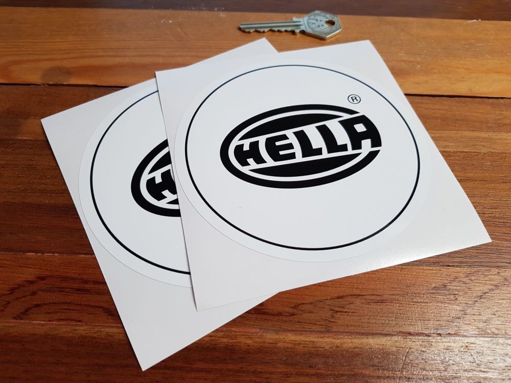 Hella Black & White Circular Small Logo Stickers. 5