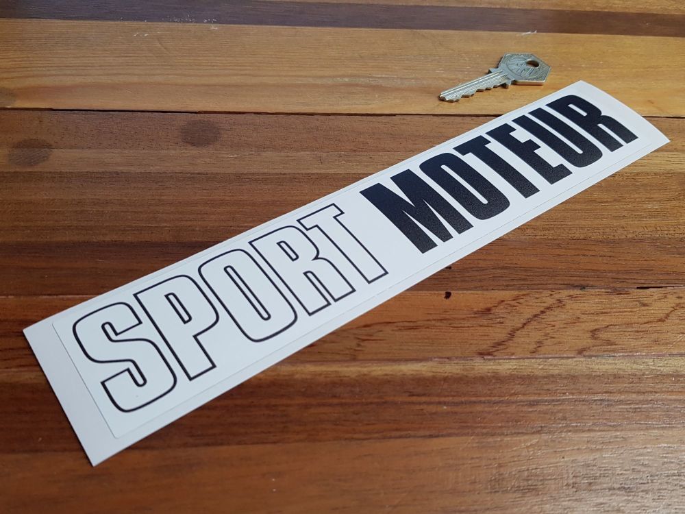Sport Moteur Black & White Oblong Stickers 10" Pair