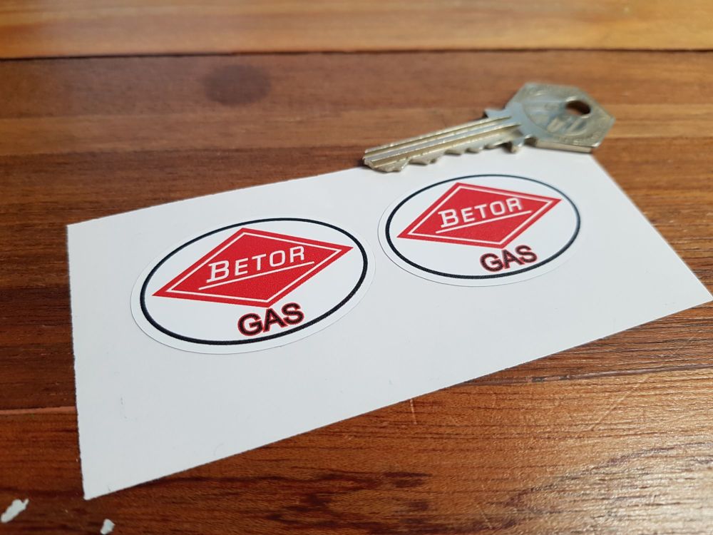 Betor Gas Oval Logo White Style Stickers. 1.75