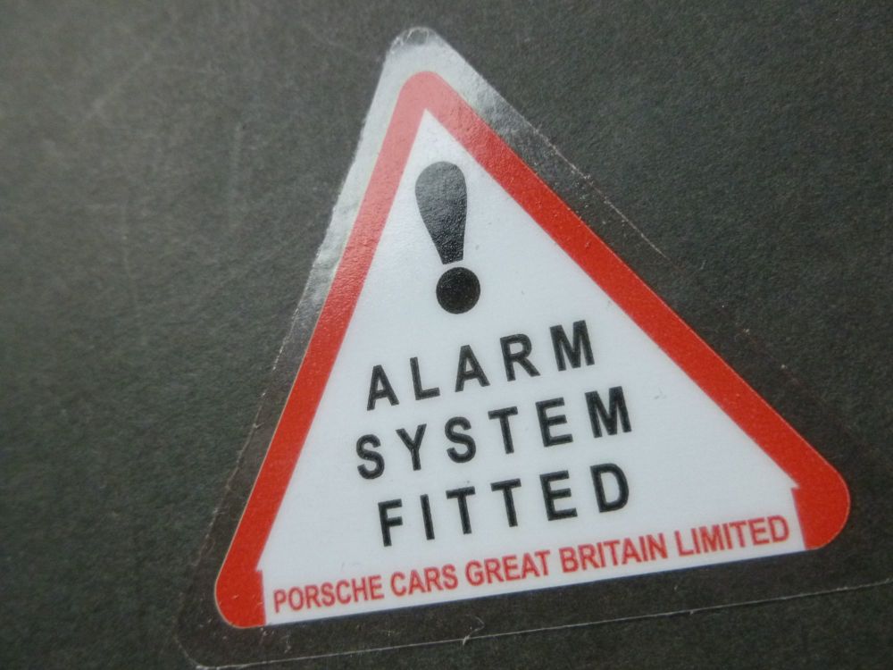 Porsche GB 80's Style Alarm System Fitted Window Sticker. 2"