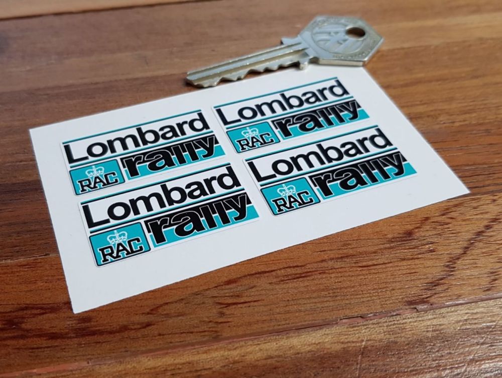 Lombard RAC Rally Turquoise Blue Stickers. 40mm. Set of 4.
