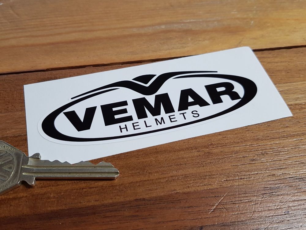 Vemar Helmets Black & White Logo Sticker 110mm