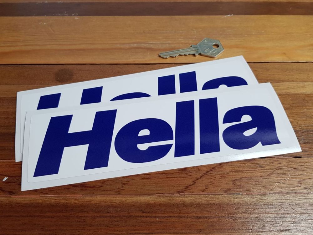 Hella Blue & White Oblong Stickers. 8