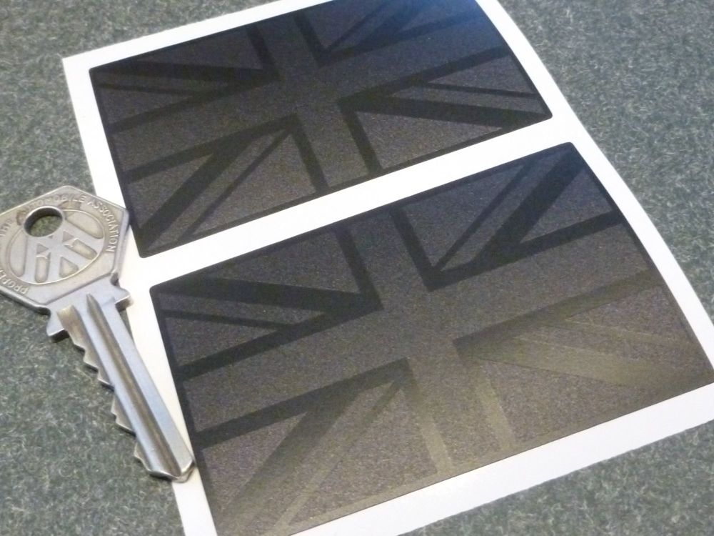 Union Jack Stickers Matt Black & Textured Black Subtle Finish 3" Pair