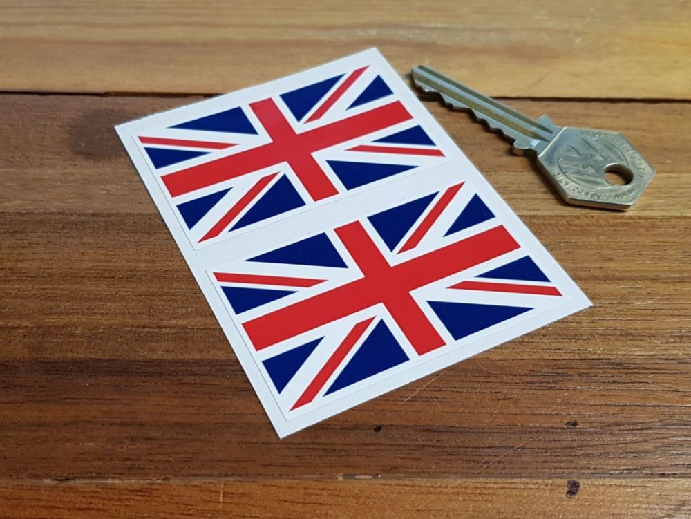 Union Jack Stickers. 1.75", 2.5", 3", or 5" Pair.