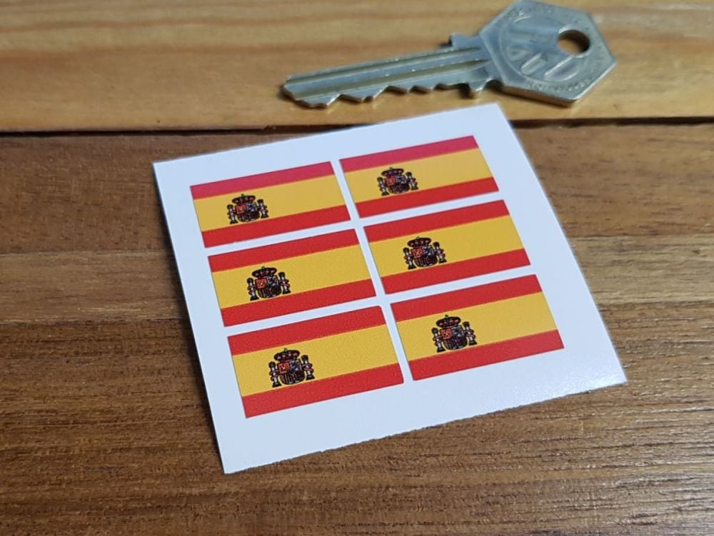 Spanish Spain Flag Small Coloured Stickers. Set of 6. 25mm.